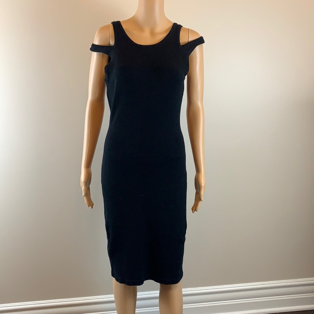 Jonathan Simkhai Black Midi Dress with Shoulder Cutouts